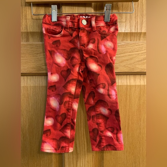 Baby Gap 1969 Red Heart Pants 18-24 mos. Mini Skinny Denim Girls - Picture 1 of 4